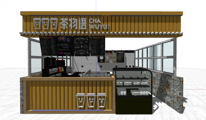 奶茶店甜品店烘焙店su模型_图1