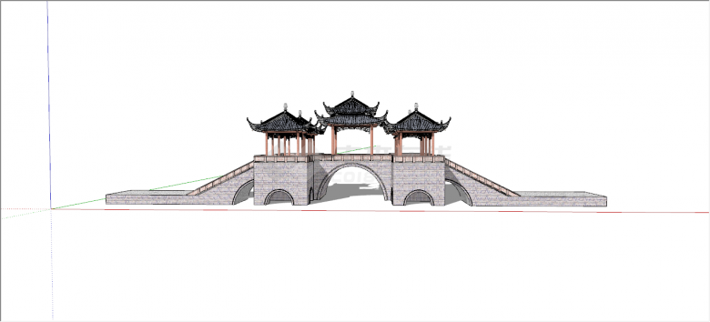 中式古风复古廊桥su模型-图二