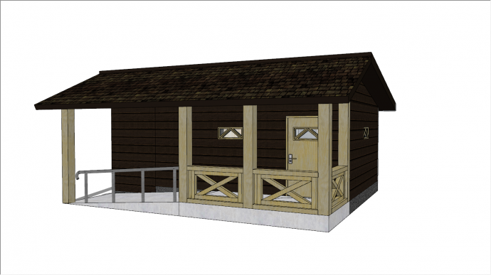 棕褐色壁板覆层小木屋su模型_图1