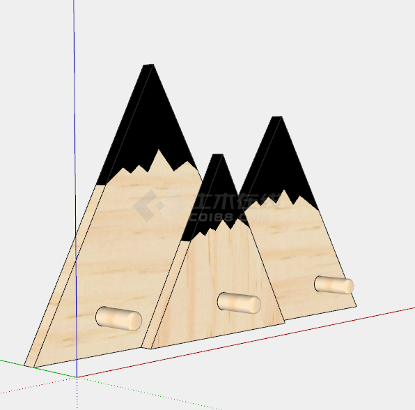 简约木质三角形挂饰su模型-图二