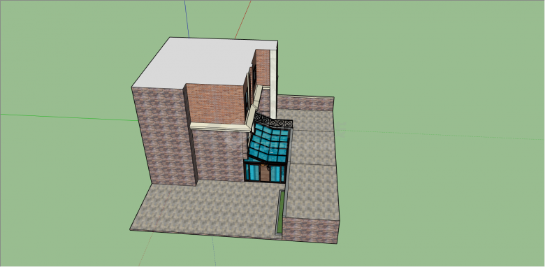 都市砖制双层阳光房su模型-图二