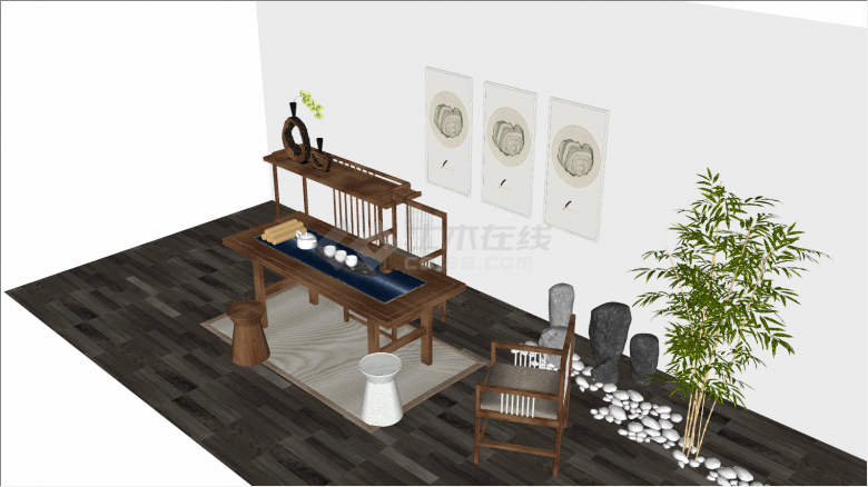 桌椅家具合集带竹子su模型-图二