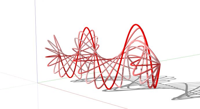 粉红色螺旋曲线现代创意艺术雕塑su模型_图1