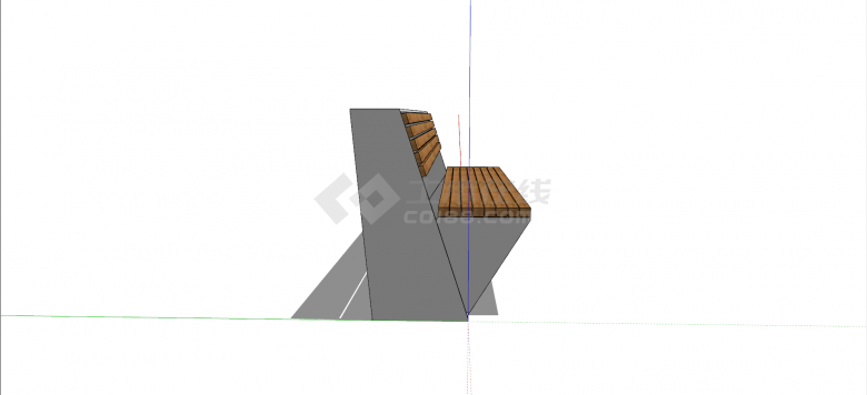 现代防腐木铁脚创意坐凳su模型-图二
