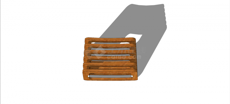 棕色纯木方形切片状创意坐凳su模型-图二