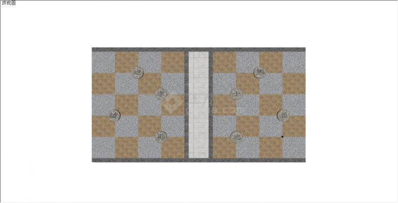 方砖拼接的带象棋造型的新中式园路铺装su模型-图二
