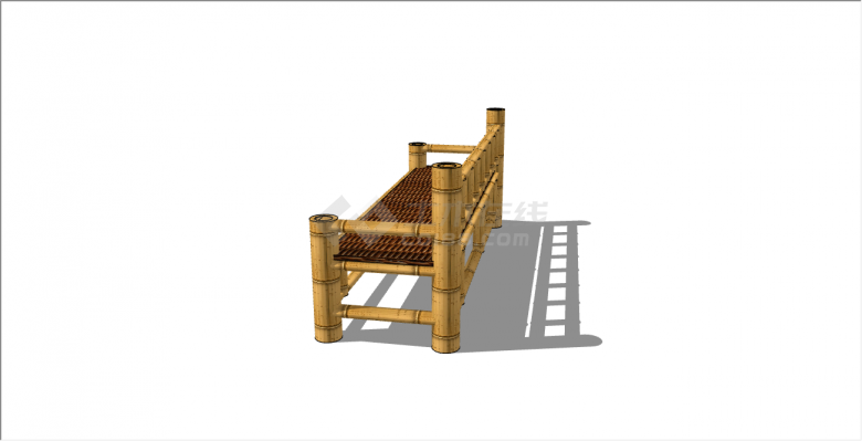 可依靠的竹制的中式坐凳su模型-图一