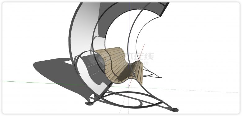 弧形遮阳顶中式坐凳su模型-图二