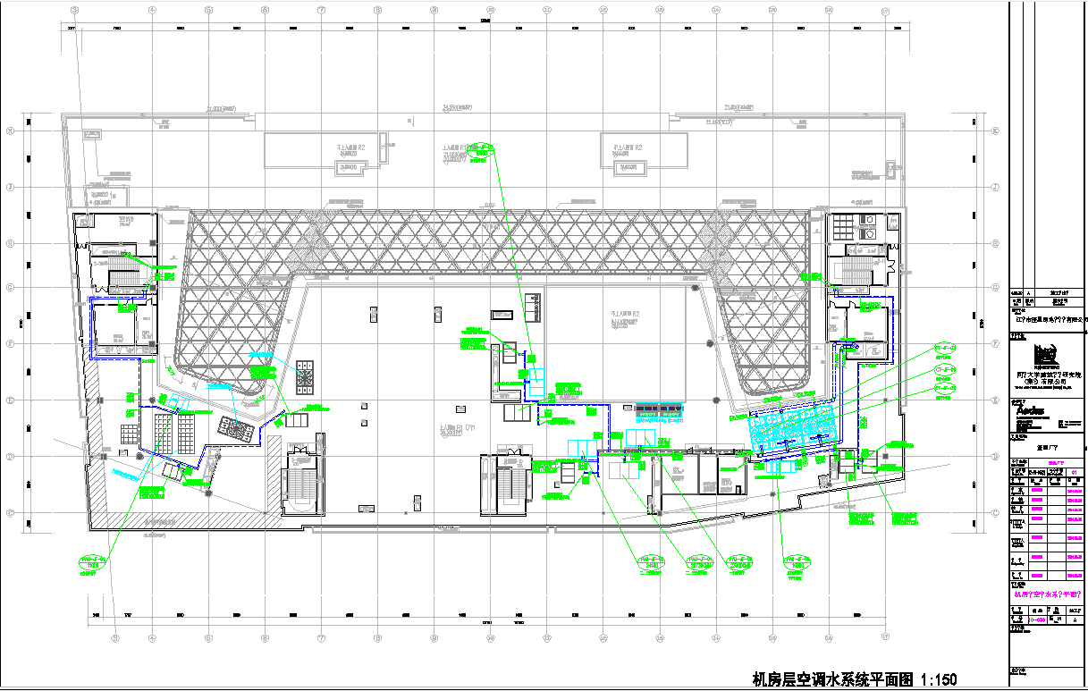 某地广场暖通-机房层空调水系统平面图CAD图纸.dwg