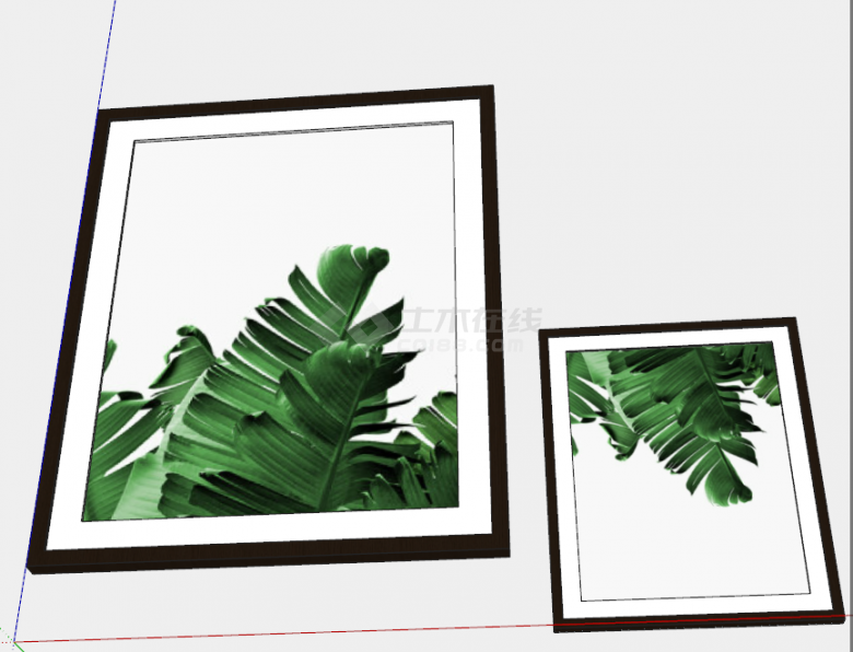 清新植物叶子写实装饰画su模型-图二