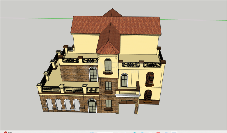西班牙复古三层别墅su模型-图一