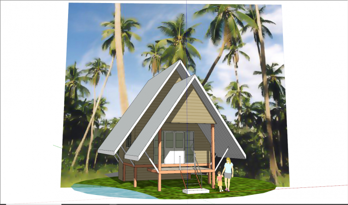 现代海边超小型别墅su模型_图1