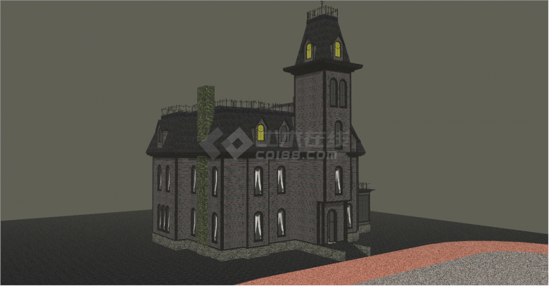 欧式古典气势磅礴的城堡别墅su模型-图二