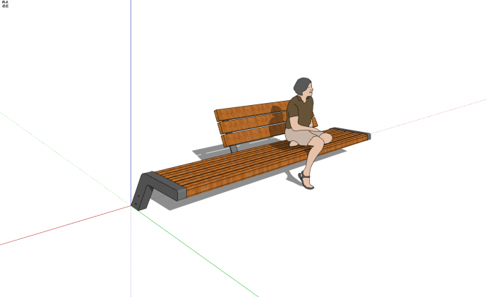 悬空半靠背木质创意坐凳su模型_图1