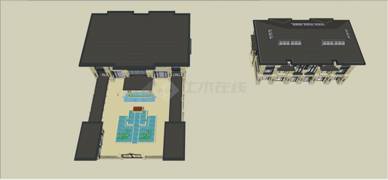 两栋新中式风格别墅su模型-图二