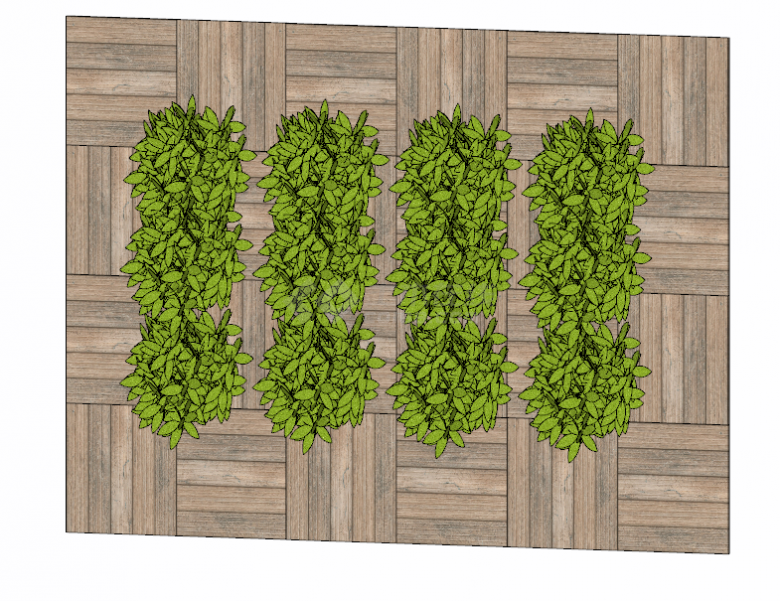 带有对称图形花纹的实木上种植的绿墙花架 su模型-图一