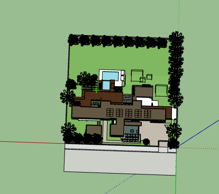现代绿化树木别墅su模型-图一