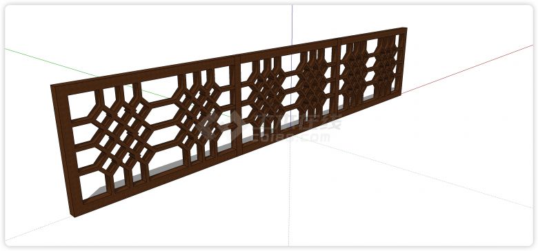 胡桃木如意结造型木质栏杆su模型-图二