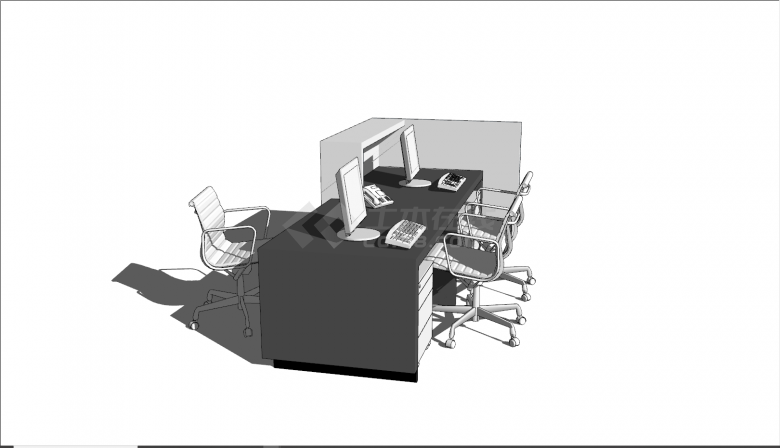 现代转椅办公室家具桌椅su模型-图二