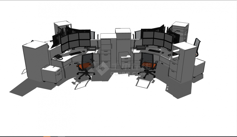 现代简约办公室家具桌椅su模型-图二
