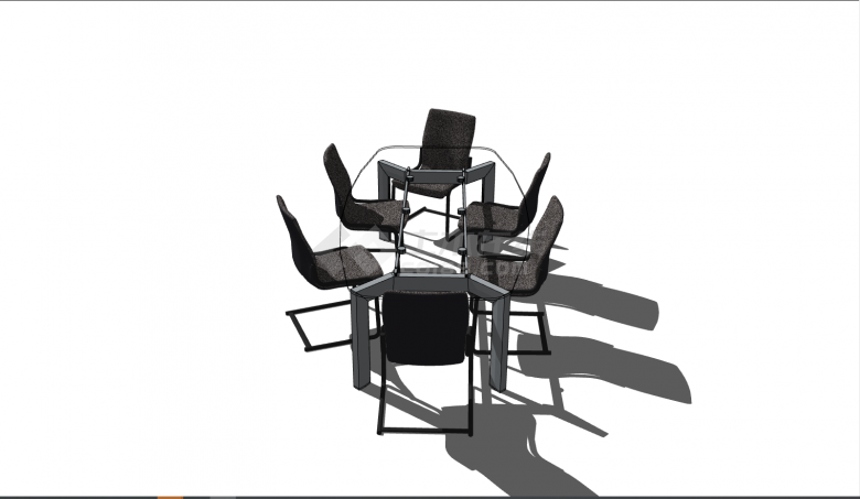 灰色布艺简约办公室家具桌椅 su模型-图二