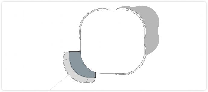 圆角正方形办公室家具桌椅su模型_图1