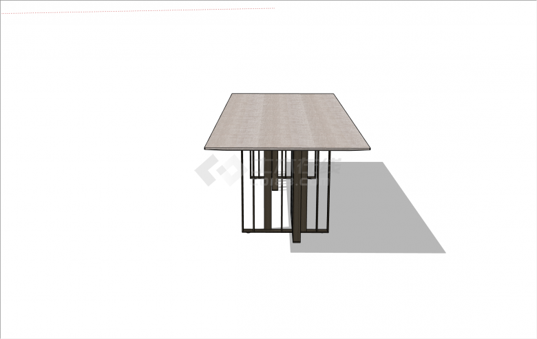 时尚新中式风格办公室家具桌子su模型-图二