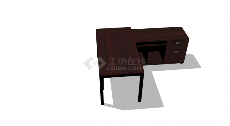 黑棕色古典办公室家具su模型-图二