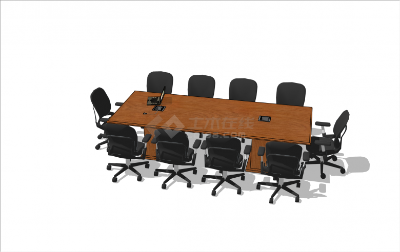 现代风格经典多人办公室家具桌椅su模型-图二