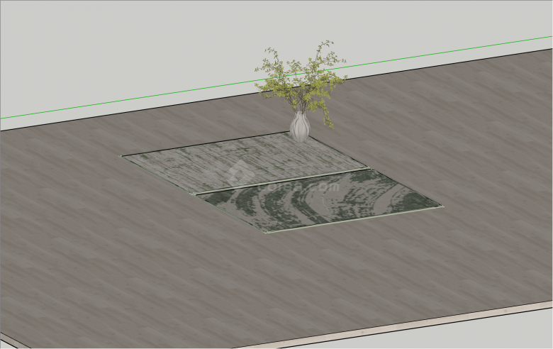 园艺现代长形地毯绿植su模型-图二
