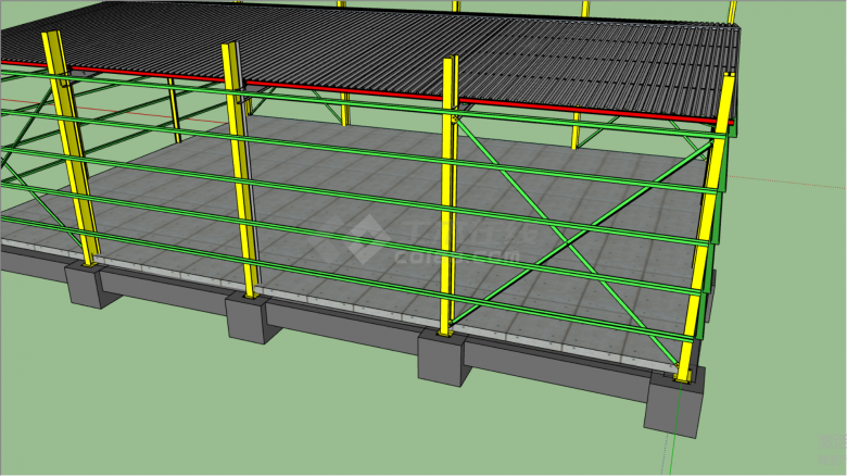 大型厂房钢结构框架 su模型-图二