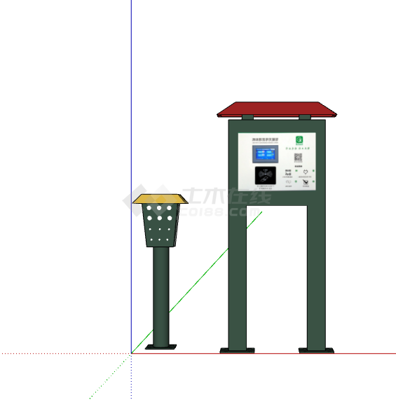 绿色简约现代充电桩 充电站 su模型-图一