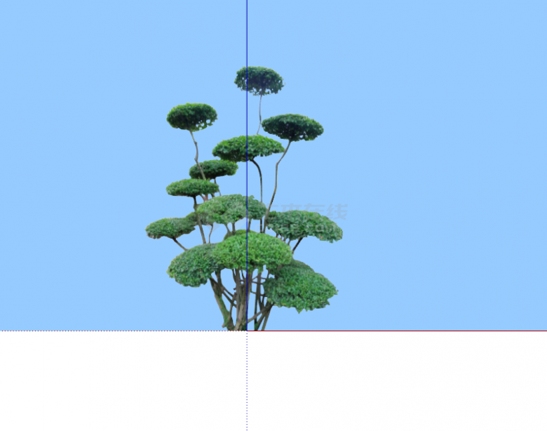 细枝绿色绿丝带造型树su模型-图一