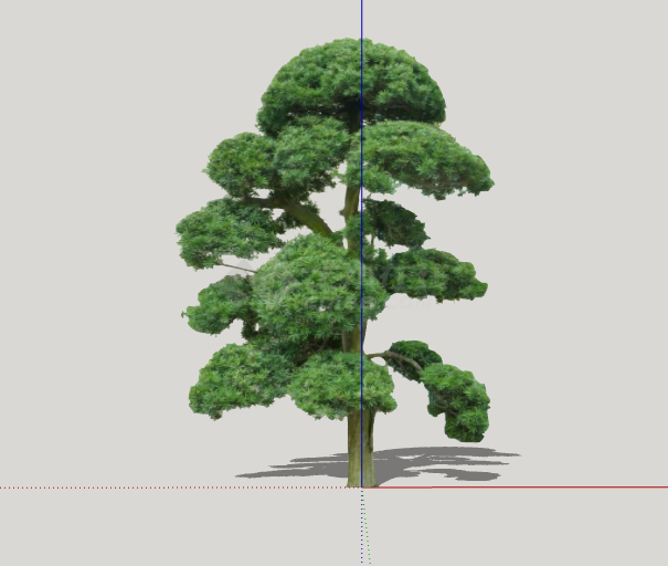 绿色杆子绿丝带造型树 su模型-图一