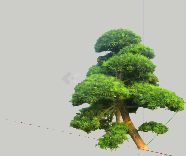 歪的绿色绿丝带造型树 su模型-图二