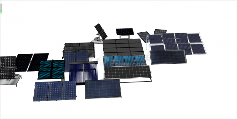 现代各式各样太阳能板su模型-图二