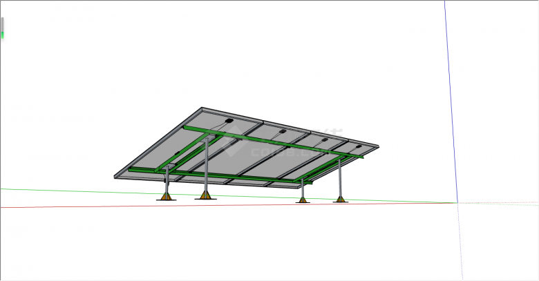 现代蓝色太阳能电池板su模型-图一