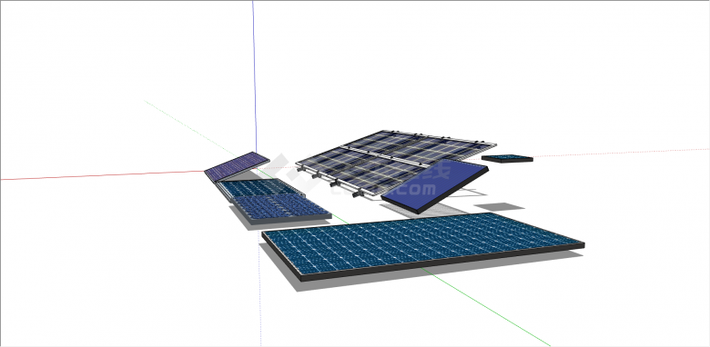 现代不同款式太阳能电池板组合su模型-图二