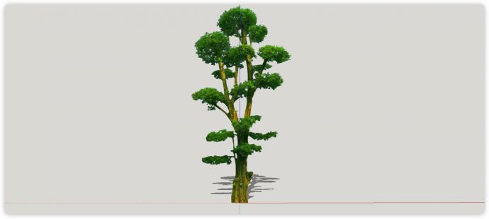 西兰花形状绿丝带造型树su模型_图1