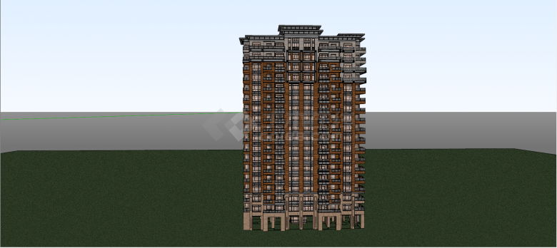 哥特式风格超高层独栋住宅su模型-图一