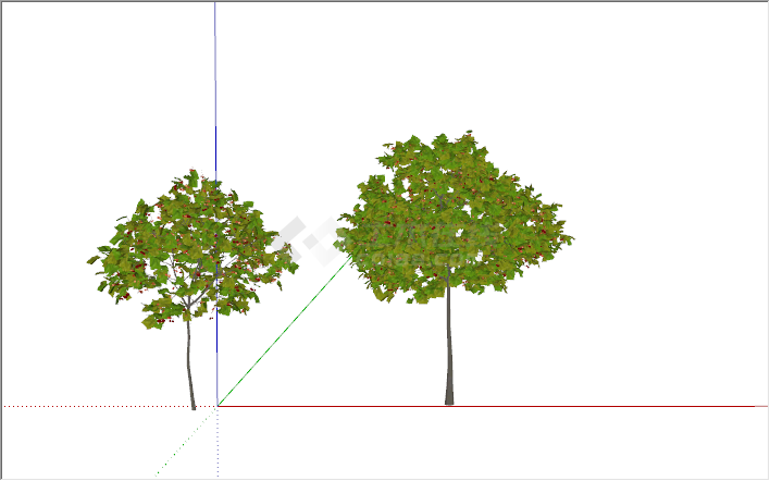现代一对樱桃树果树su模型-图一