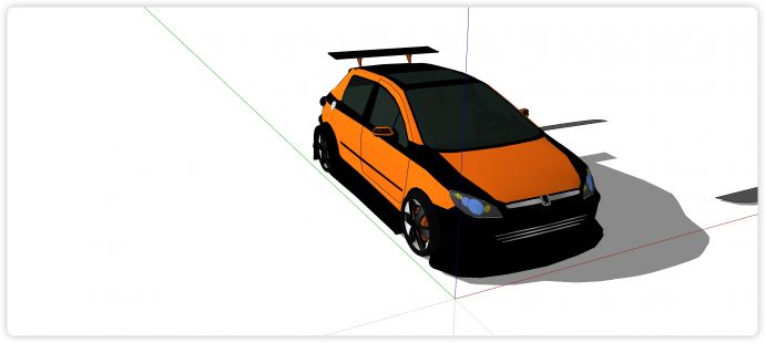 橙色黑色标致轿车汽车su模型_图1