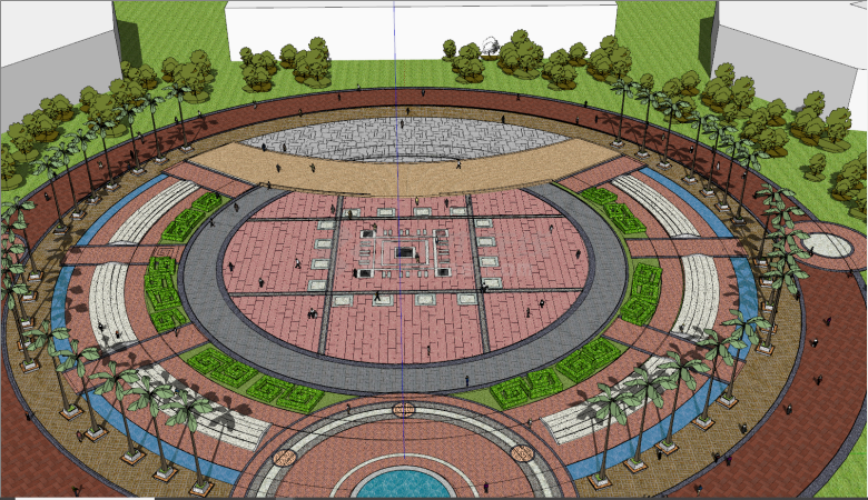大面积空旷广场公园su模型-图二
