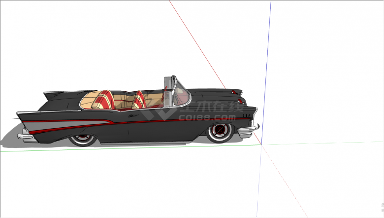 黑色古典轿车汽车设计su模型-图二