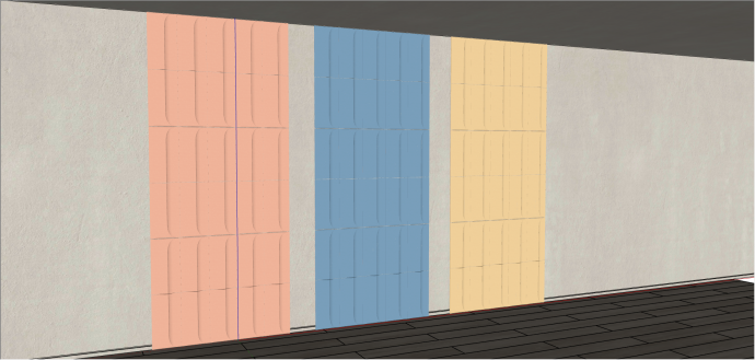 三色系护墙板组合su模型_图1