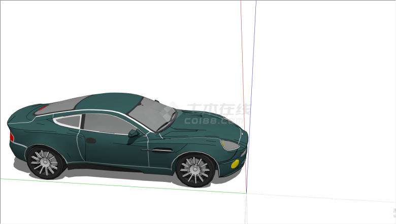 墨绿色轿车汽车设计su模型-图二