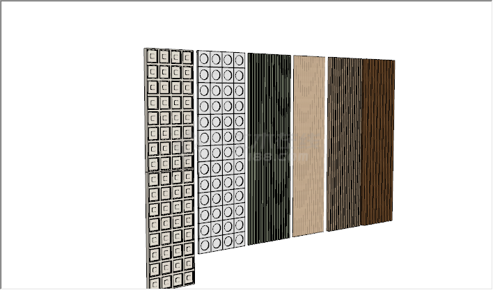 现代多种款式木饰面护墙板su模型-图二