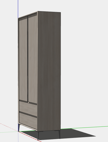 褐色实木对开门的板式家具su模型-图二