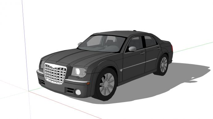 黑色车身白色中网轿车汽车su模型_图1