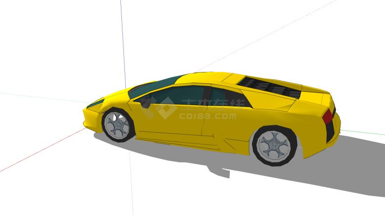 黄色低趴超级跑车轿车汽车su模型-图二